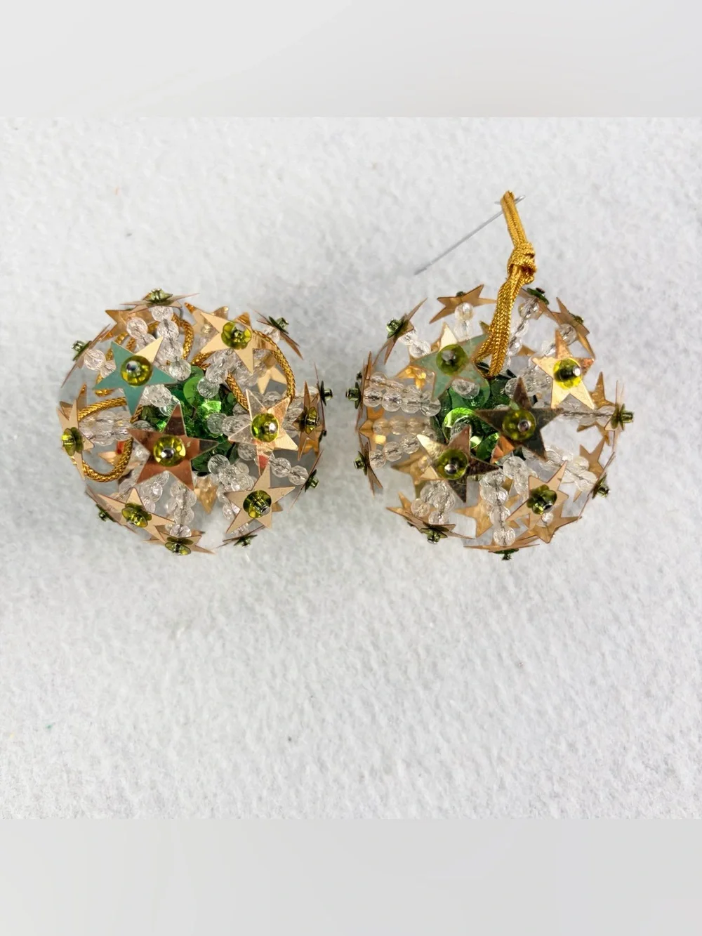 Atomic Starburst Cluster Star Green Beaded Pushpins Christmas Ornament Vintage 2